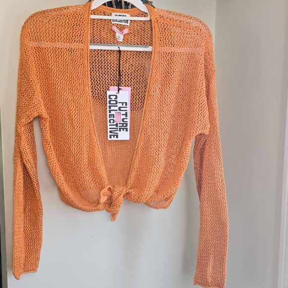 Future Collective Sweaters - NWT FUTURE COLLECTIVE Orange Open-Knit Women's Cardigan